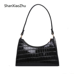 Women Crocodile Pattern Handbag Casual Shoulder Bag