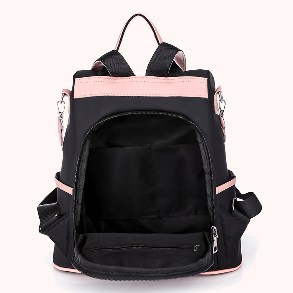 Retro Anti-Theft Backpack Oxford Cloth Shoulder Bag Zipper Large Capacity