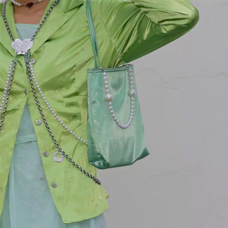 Retro Women Satin Small Handbags Ladies Mini Shopping Underarm Bag Vintage Girl