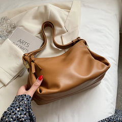 Retro Women Shoulder Bag Soft PU Leather Crossbody Bag Casual Messenger Pack