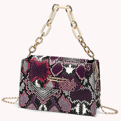 Retro Snake Pattern Leather Shoulder Bag Chain Purse Crossbody