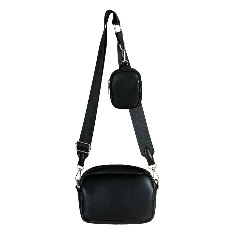 Retro Women Triple Messenger Bag PU Leather Female Shoulder Crossbody Bags