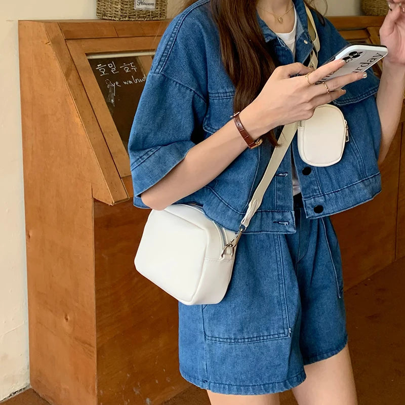 Retro Women Triple Messenger Bag PU Leather Female Shoulder Crossbody Bags