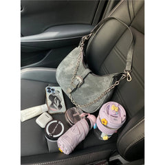 Retro Women Underarm Bags Half Moon Shoulder Bag Chain Ladies Purse