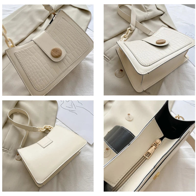 Retro Women's Chain Small Shoulder Bag PU Leather Armpit Bag Tote Purse Handbags