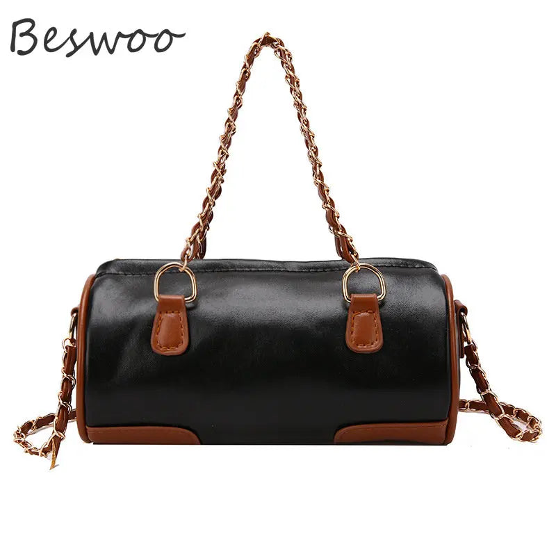 Retro Patchwork Crossbody Bag Chain Shoulder Bags Autumn Handbags