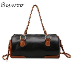Retro Patchwork Crossbody Bag Chain Shoulder Bags Autumn Handbags