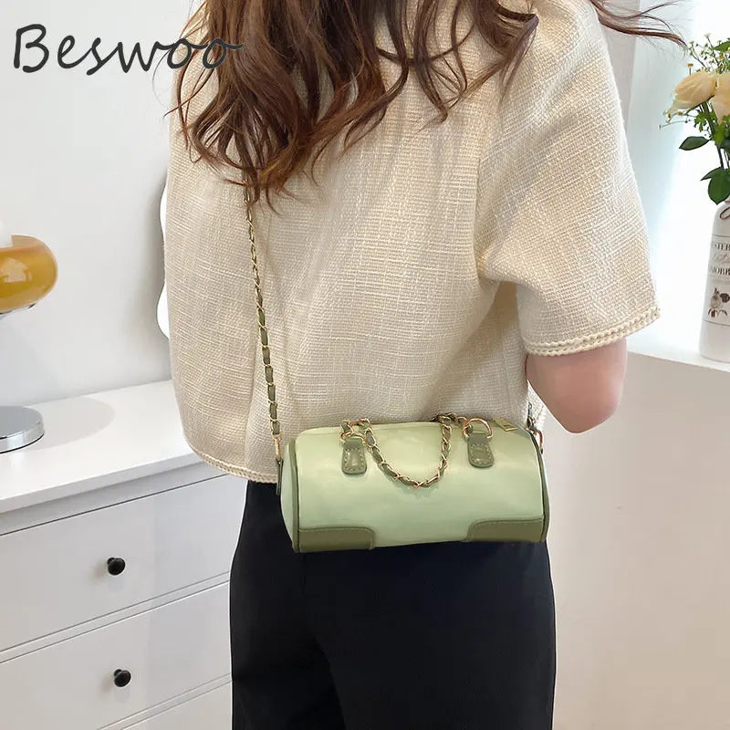 Retro Patchwork Crossbody Bag Chain Shoulder Bags Autumn Handbags