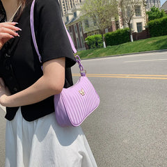 Retro Women's Shoulder Underarm Bags Solid Butterfly Stripe Handbag Casual Half