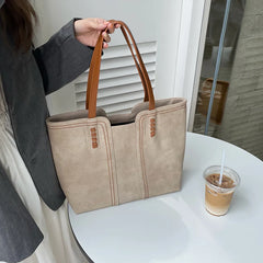 Retro Women's Tote Handbags Autumn Pu Leather Large Capacity Shoulder Bag
