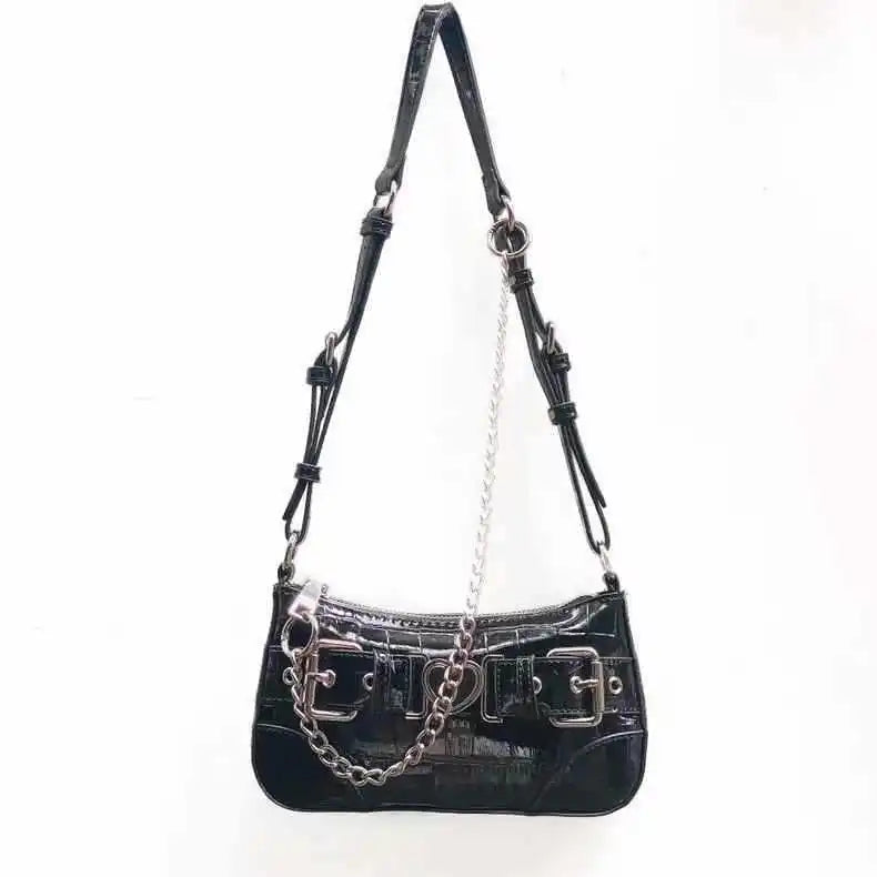 Y2k Crocodile Pattern Girls Shoulder Bag