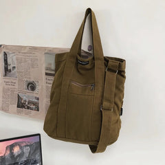 Retro Canvas Bag Student Class Bag Casual Shoulder Crossbody Handbag