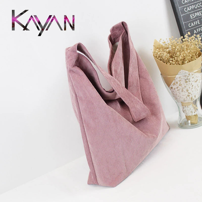 Corduroy Women's Canvas Shoulder Bag Retro Style Crossbody Handbag