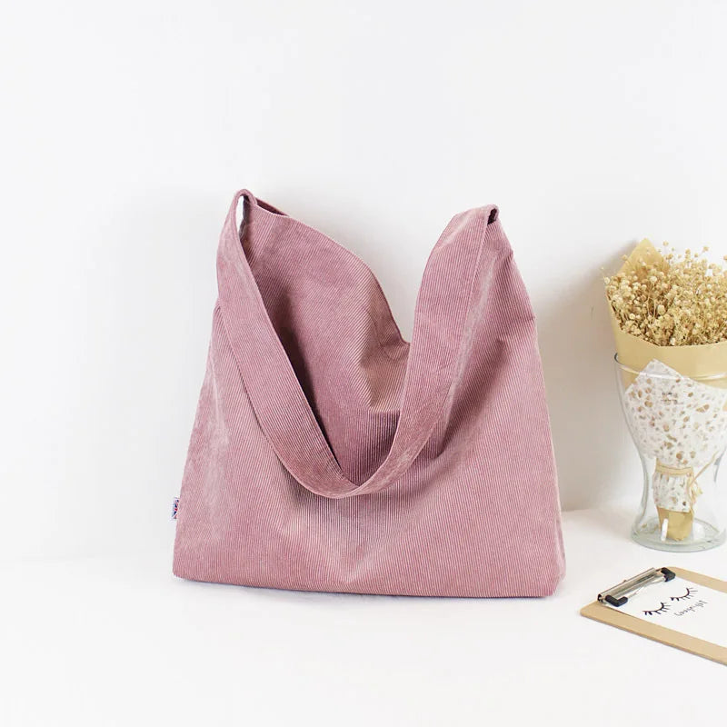 Corduroy Women's Canvas Shoulder Bag Retro Style Crossbody Handbag
