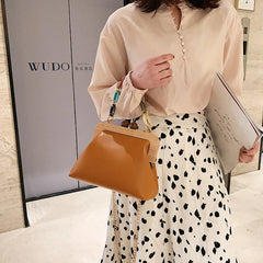 Colorful Chain Handbag Women's Messenger Bag Wooden Clip Bag