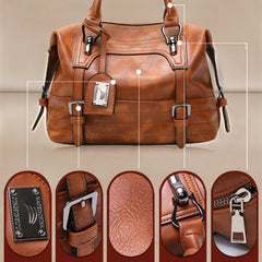Vintage Wax Leather Shoulder Bag for Women
