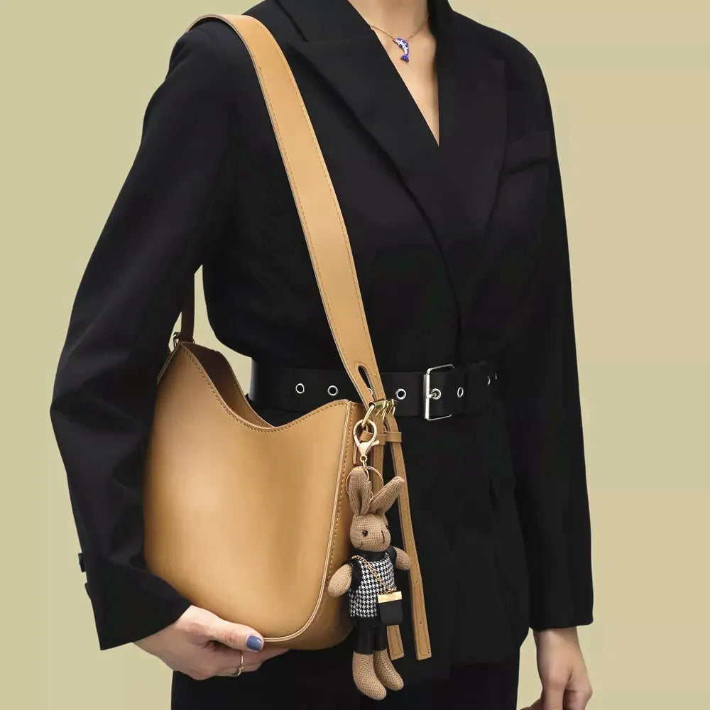 Minimalist Solid Women's Handbag Plush Rabbit Shoulder Bag