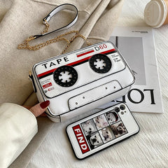 Retro Radio Box PU Leather Ladies Handbag Chain Purse
