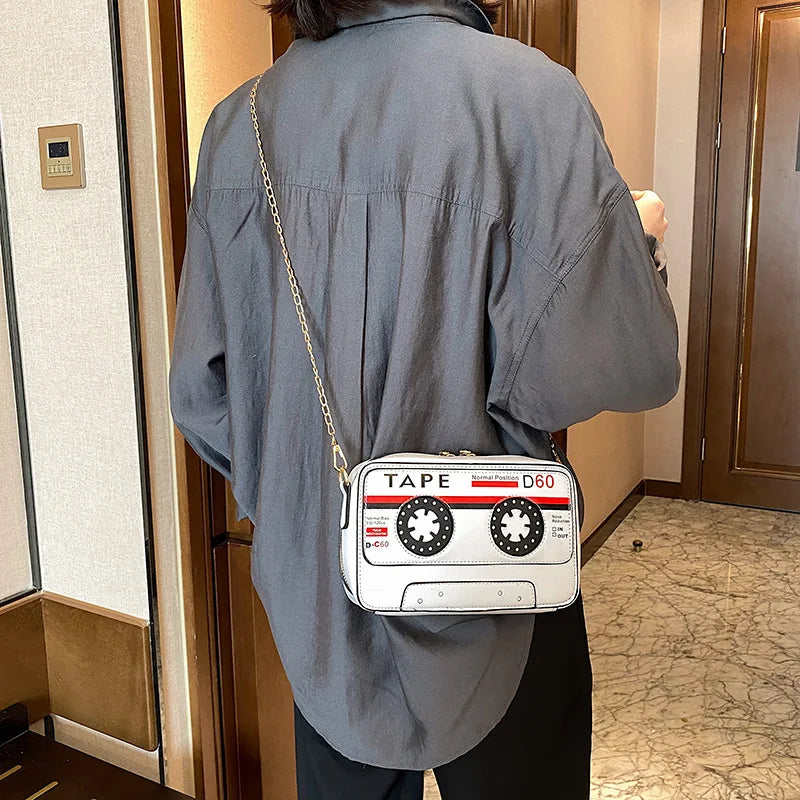 Retro Radio Box PU Leather Ladies Handbag Chain Purse