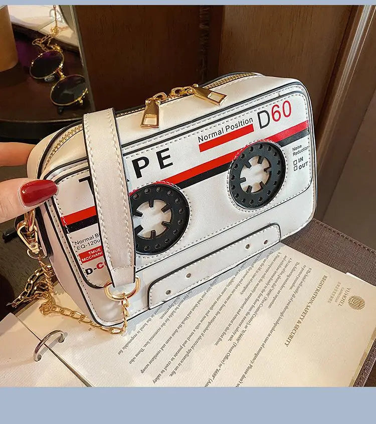 Retro Radio Box PU Leather Ladies Handbag Chain Purse