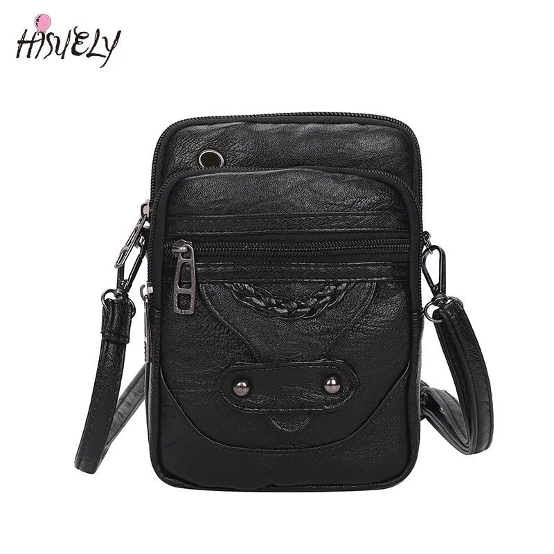 Soft Leather Mini Phone Shoulder Bag Wallet