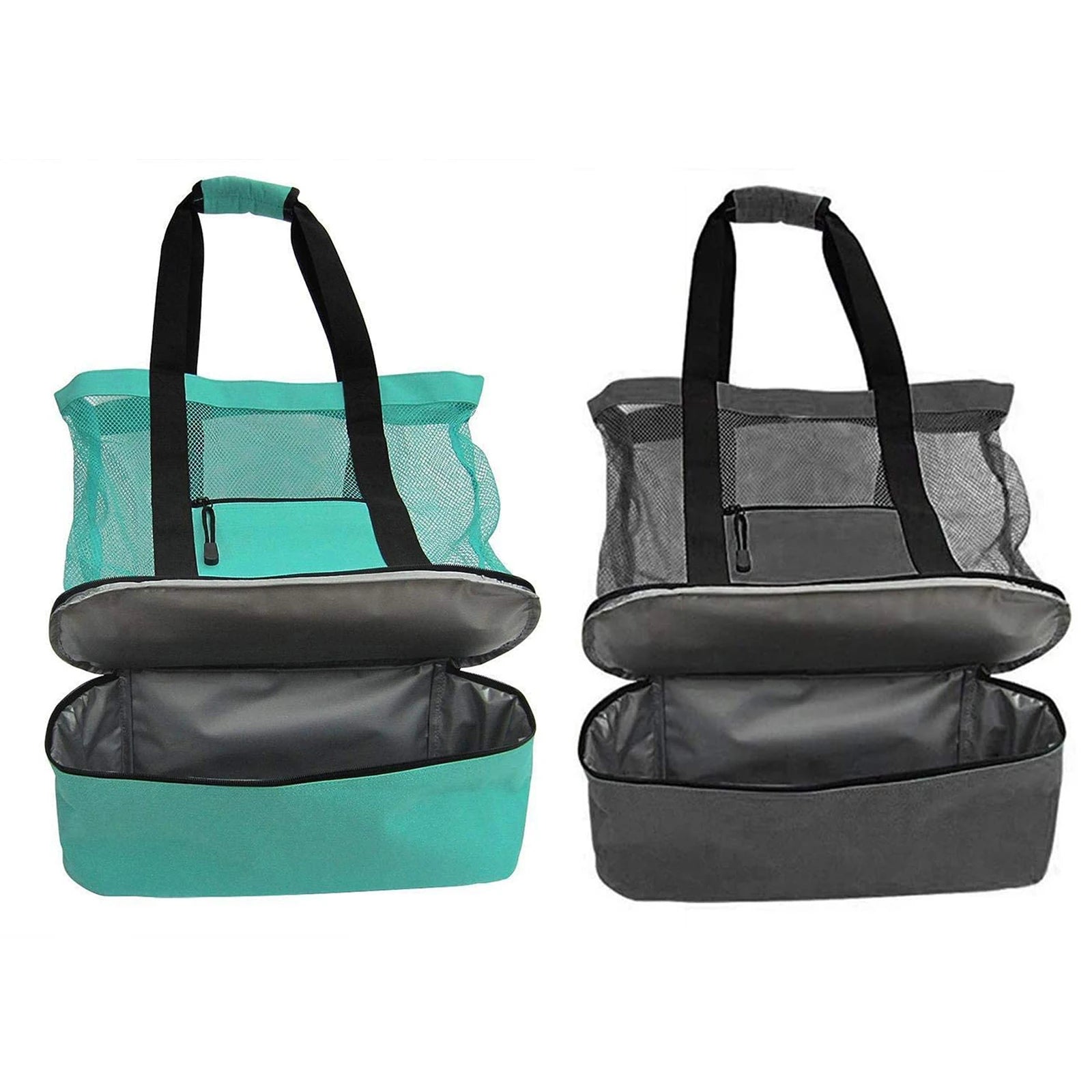 Insulation Beach Lunch Bag with Mesh Zipper Portable Organizer