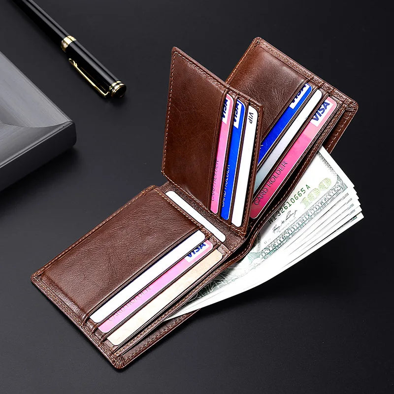 RFID Wallet for Men Bifold Leather Cardholder Vintage Caibu