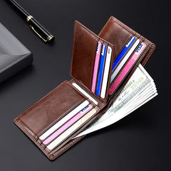 RFID Wallet for Men Bifold Leather Cardholder Vintage Caibu