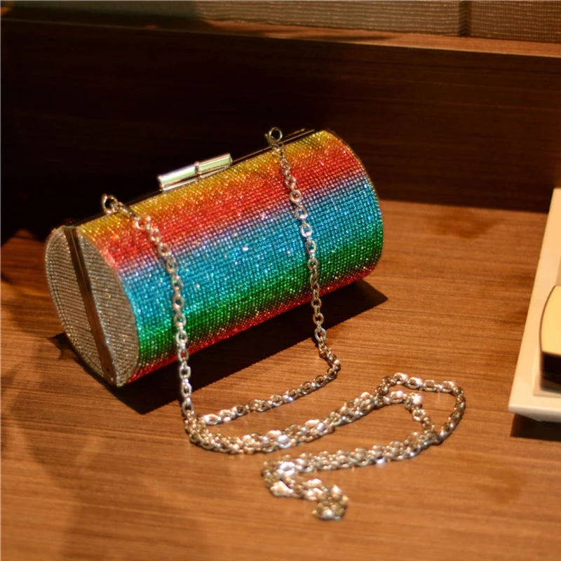 Rhinestone Chain Evening Shoulder Bag for Women Wedding Party Clutch Purse