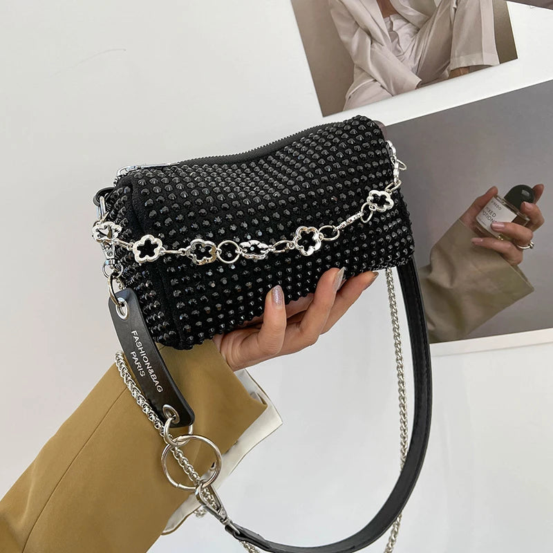 Rhinestone Diamond Chain Crossbdoy Bag Female Portable Small Handbag