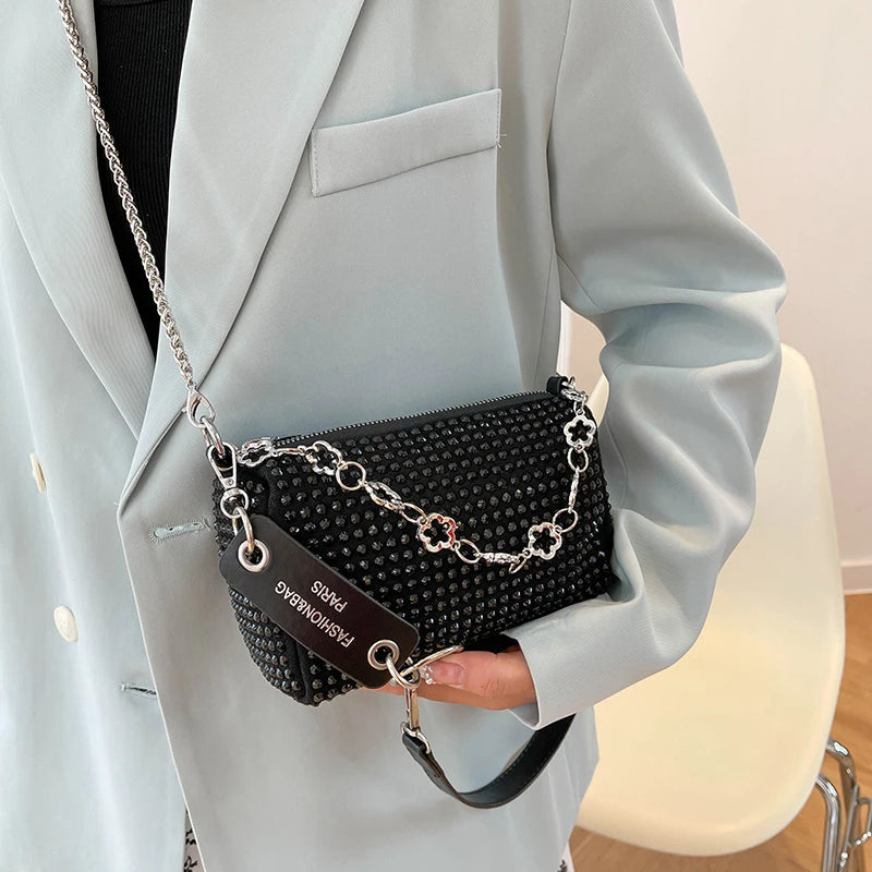 Rhinestone Diamond Chain Crossbdoy Bag Female Portable Small Handbag
