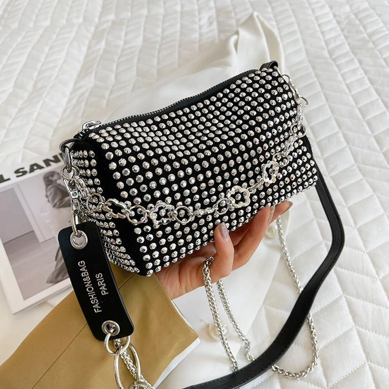 Rhinestone Diamond Chain Crossbdoy Bag Female Portable Small Handbag