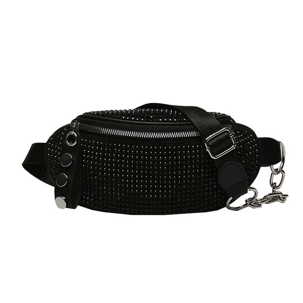 Rhinestone Fanny Waist Bag Diamond Chain Shoulder Messenger Bum Belt Phone Purse