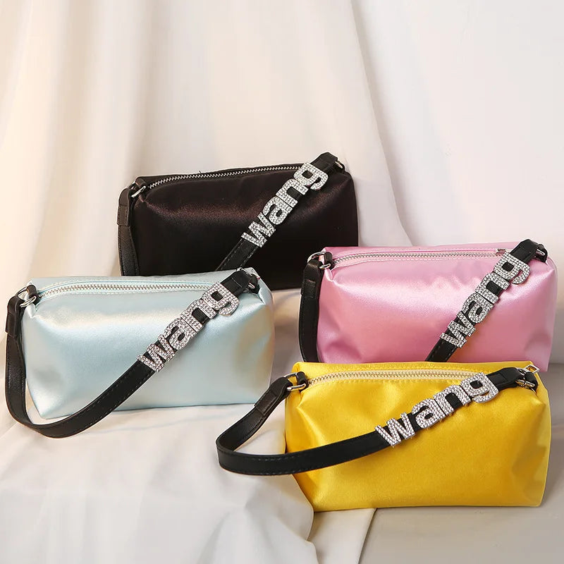 Rhinestone Hobos Bag Crystal Chain Sling Top-handle Handbag