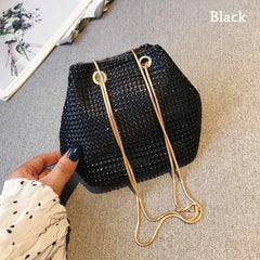 Rhinestone Shoulder Bag Silver Crystal Bucket Crossbody Tote