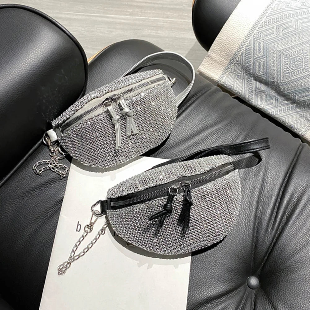 Rhinestone Waist Bag Chain Crossbody Shoulder Phone Pouch