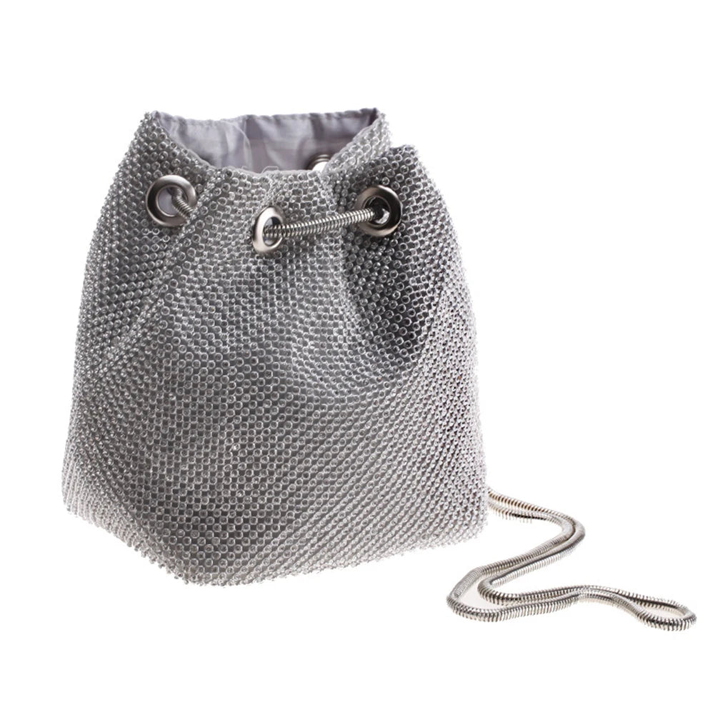 Rhinestone Women Handbags Diamond Bucket Shoulder Bag