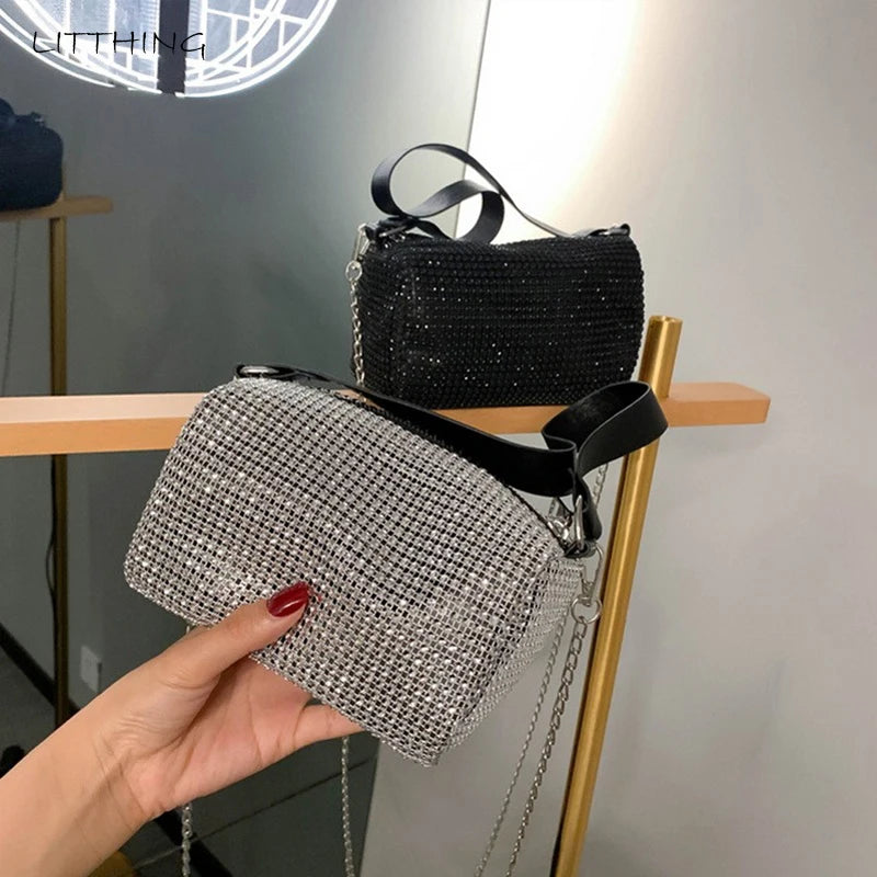 Rhinestone Large Capacity Crossbody Bag