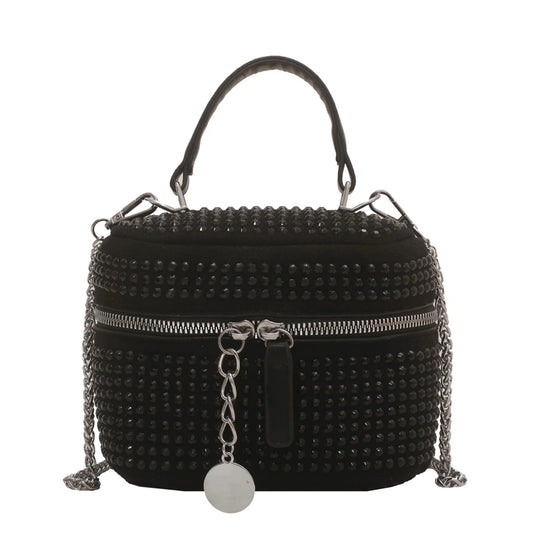 Rhinestone Box Sling Bag Women's Chain Shoulder Handbag