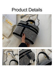 Rhinestone Box Sling Bag Women's Chain Shoulder Handbag
