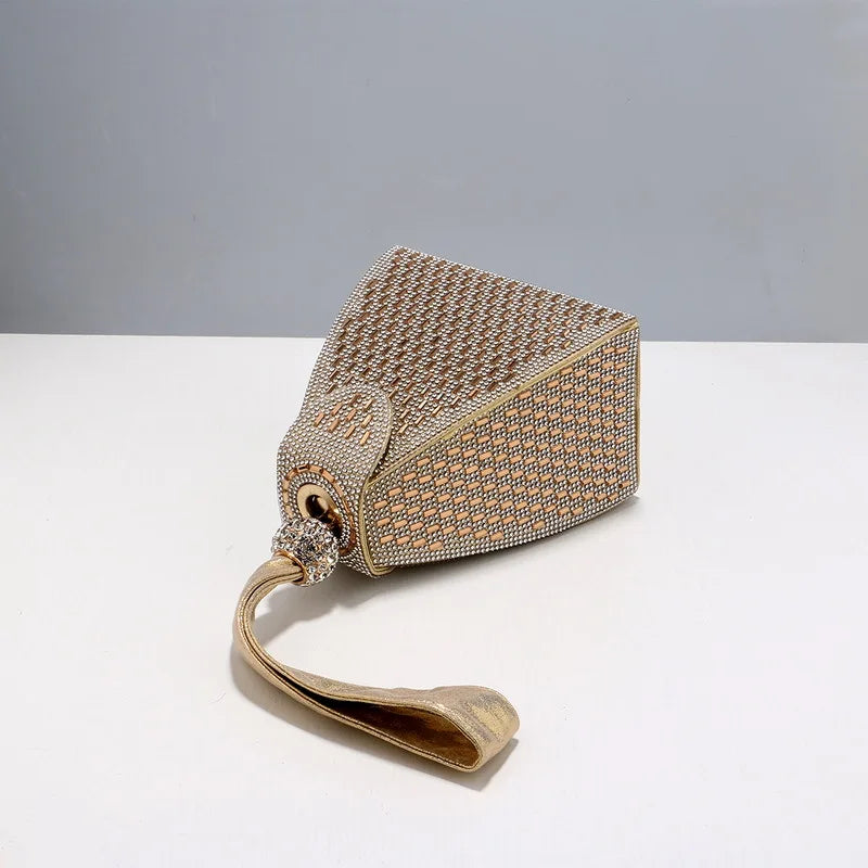 Silver Rhinestones Clutch Triangle Evening Bag