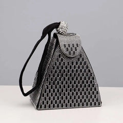 Silver Rhinestones Clutch Triangle Evening Bag