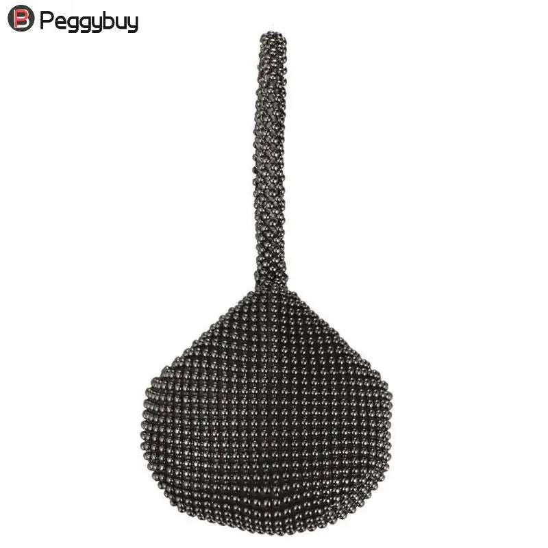 Metal Evening Clutch Bag Diamond Chain Handbag For Wedding