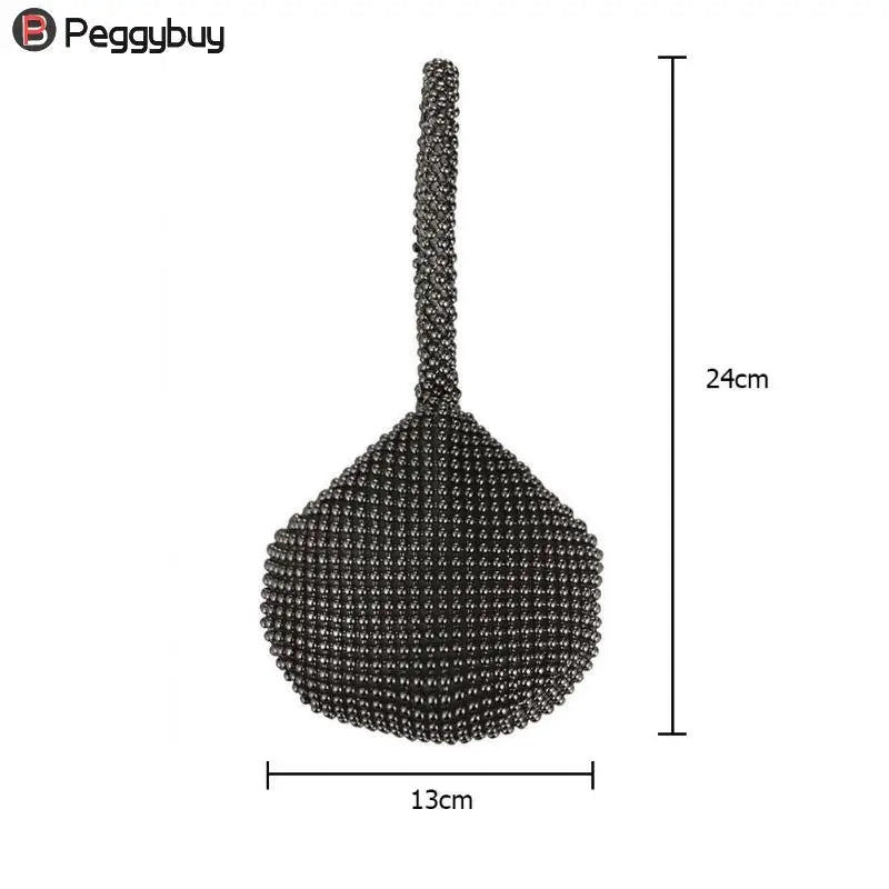 Metal Evening Clutch Bag Diamond Chain Handbag For Wedding