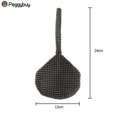 Metal Evening Clutch Bag Diamond Chain Handbag For Wedding
