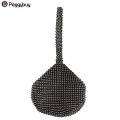 Metal Evening Clutch Bag Diamond Chain Handbag For Wedding
