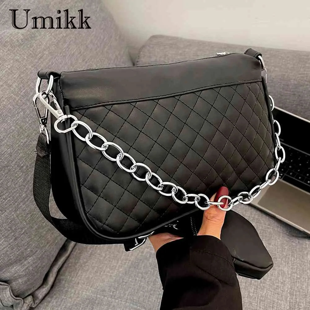 Rhombic Lattice Commute Bag Embroidered Chain Female Square Bag