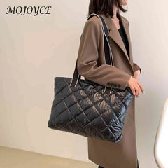 Rhombic Lattice Women Shoulder Bag Large Capacity Quilted Warm P