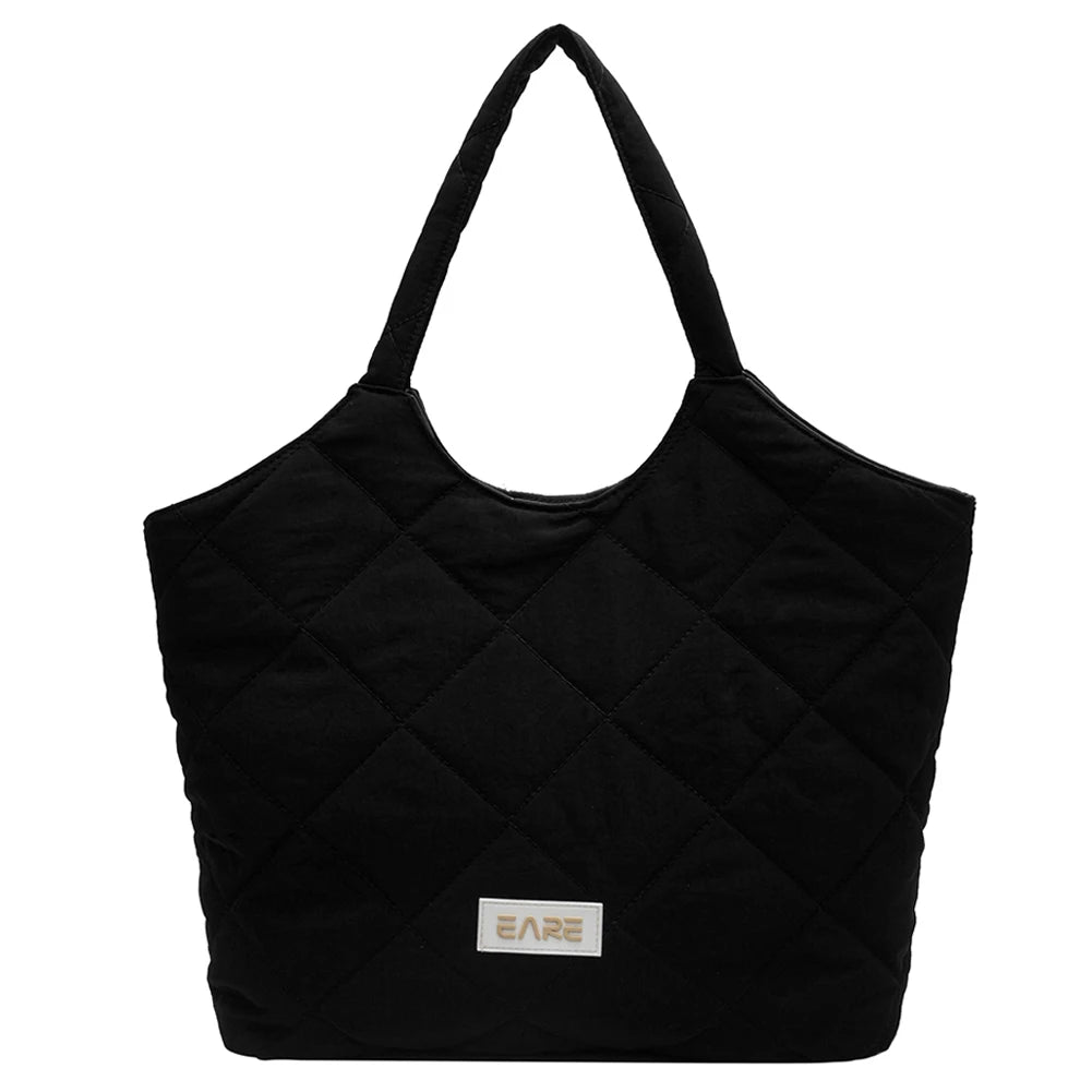 Quilted Rhombic Lattice Underarm Bag Large Capacity Vintage Tote