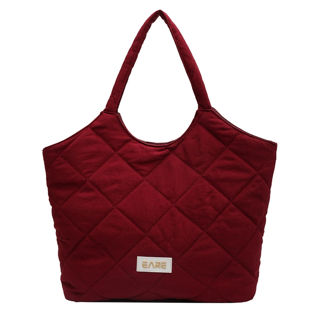 Quilted Rhombic Lattice Underarm Bag Large Capacity Vintage Tote